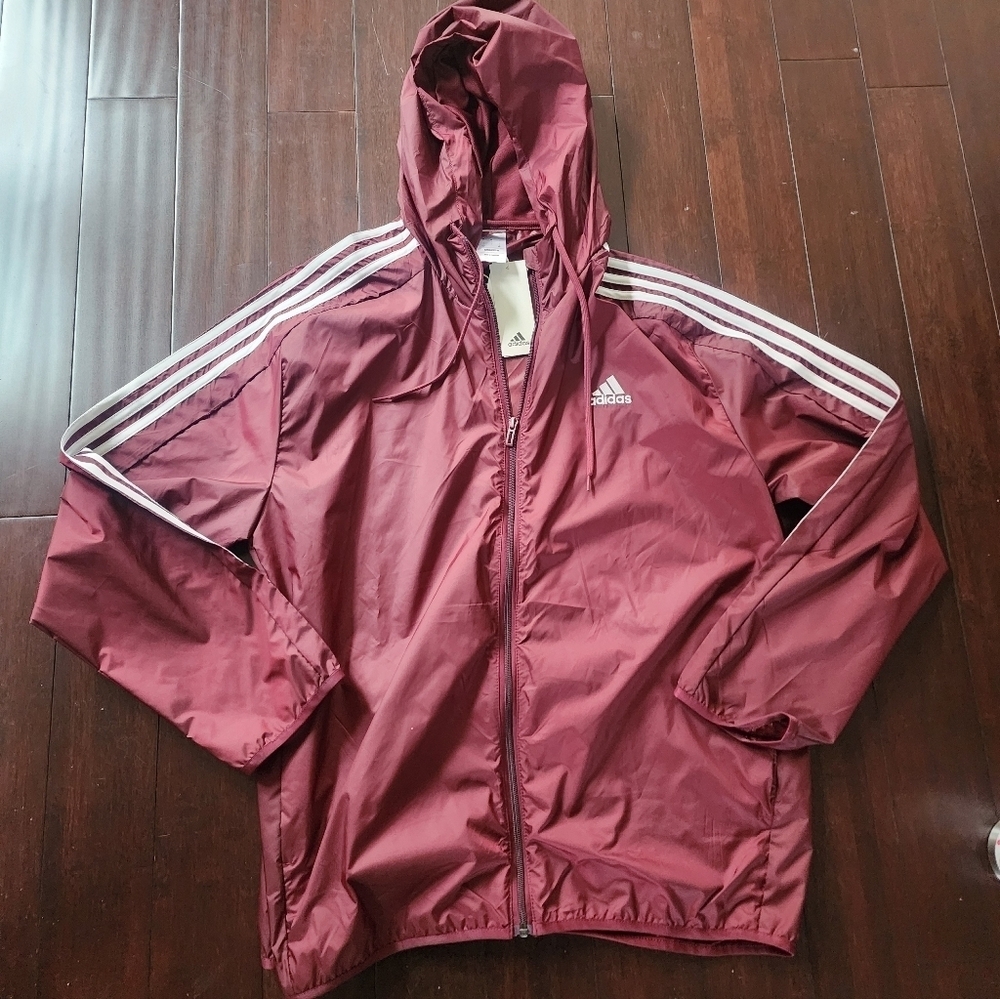 Adidas Burgundy Jacket with White Accents